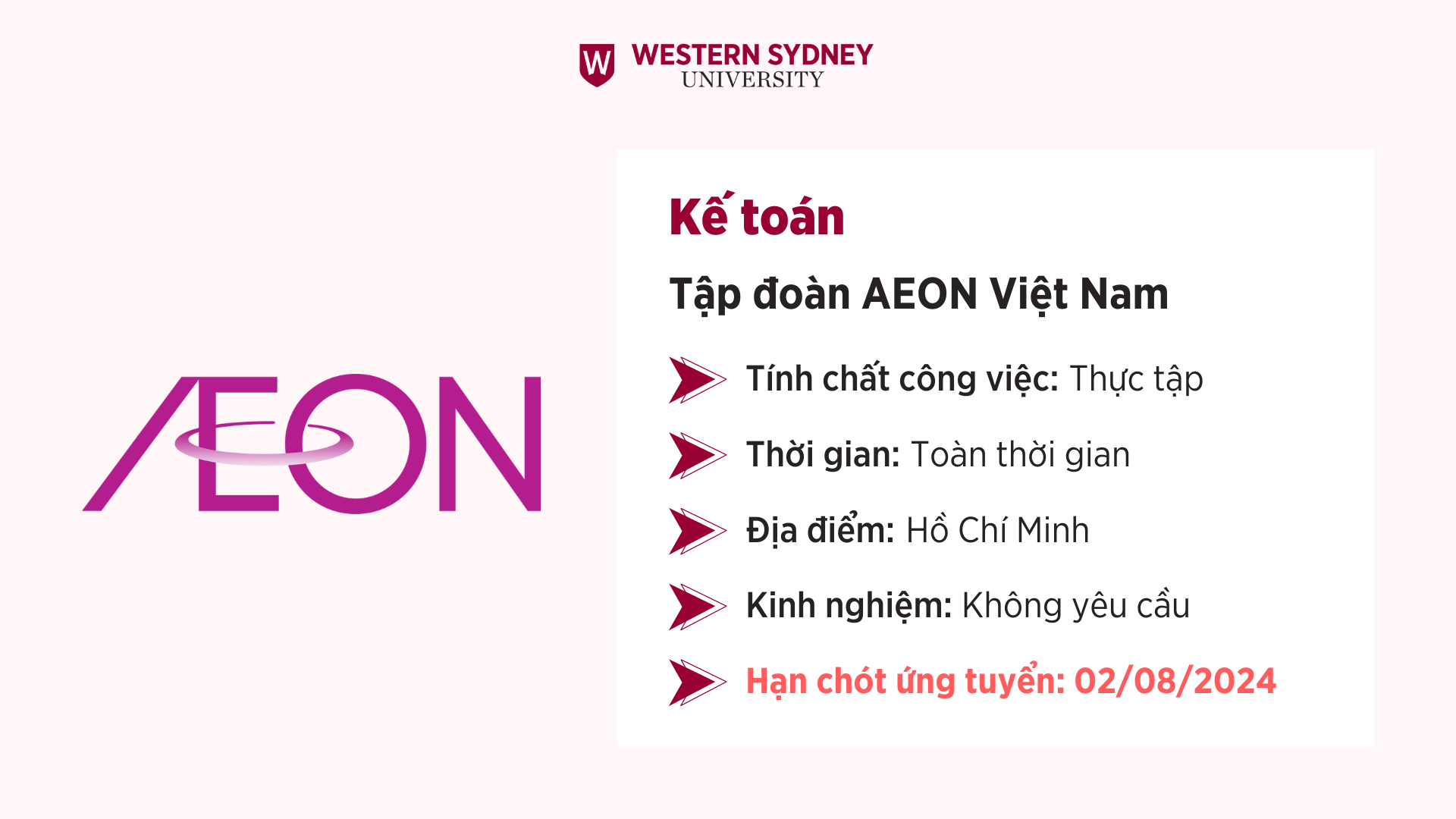 Thực Tập Sinh Kế Toán – Tập đoàn AEON Việt Nam