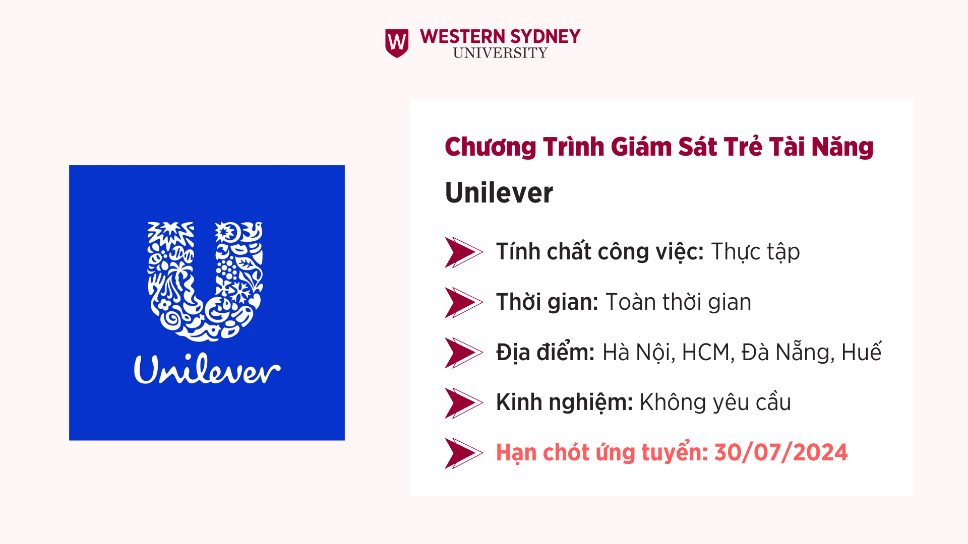 Chương Trình Giám Sát Trẻ Tài Năng (CDFRESH 2024) – Tập đoàn Unilever