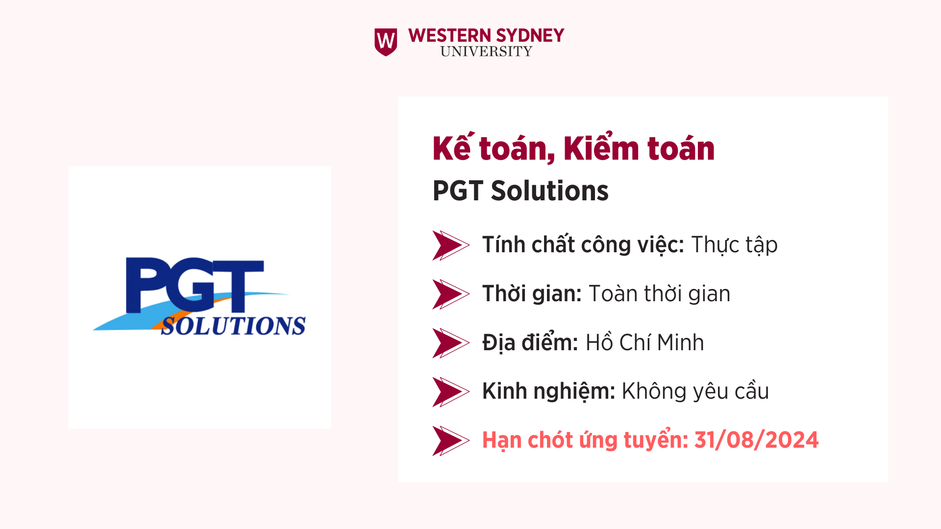 Thực tập sinh Kế Toán – PGT Solutions