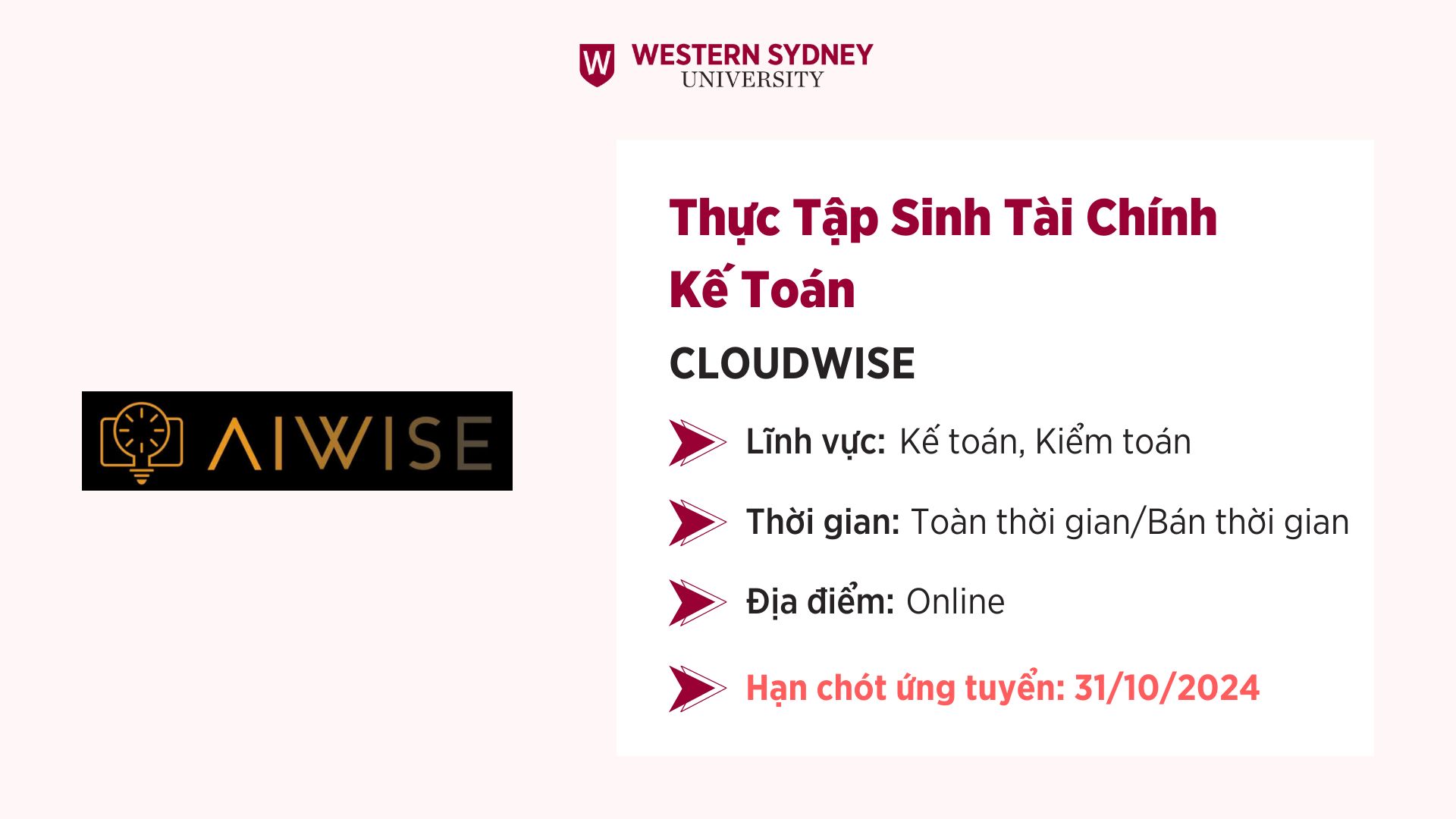 Thực Tập Sinh Tài Chính Kế Toán – CLOUDWISE